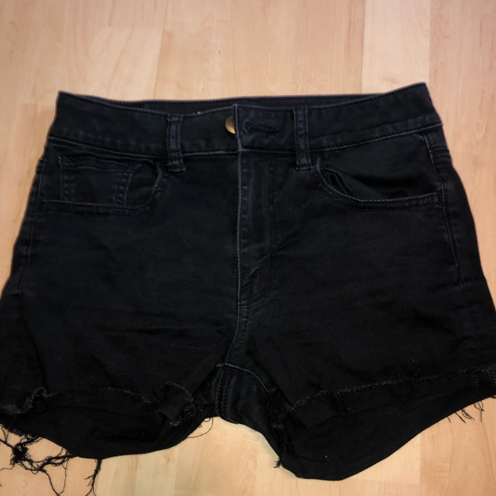 american eagle black jean shorts